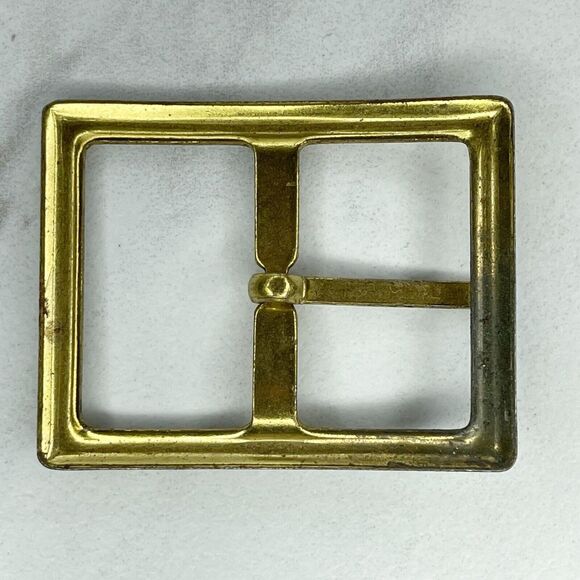 Gold Tone Rectangle Simple Basic Belt Buckle - Picture 2 of 6